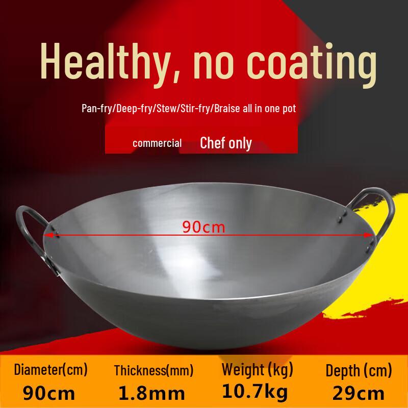 Homeglen 90cm Double-Handle Stainless Steel Wok
