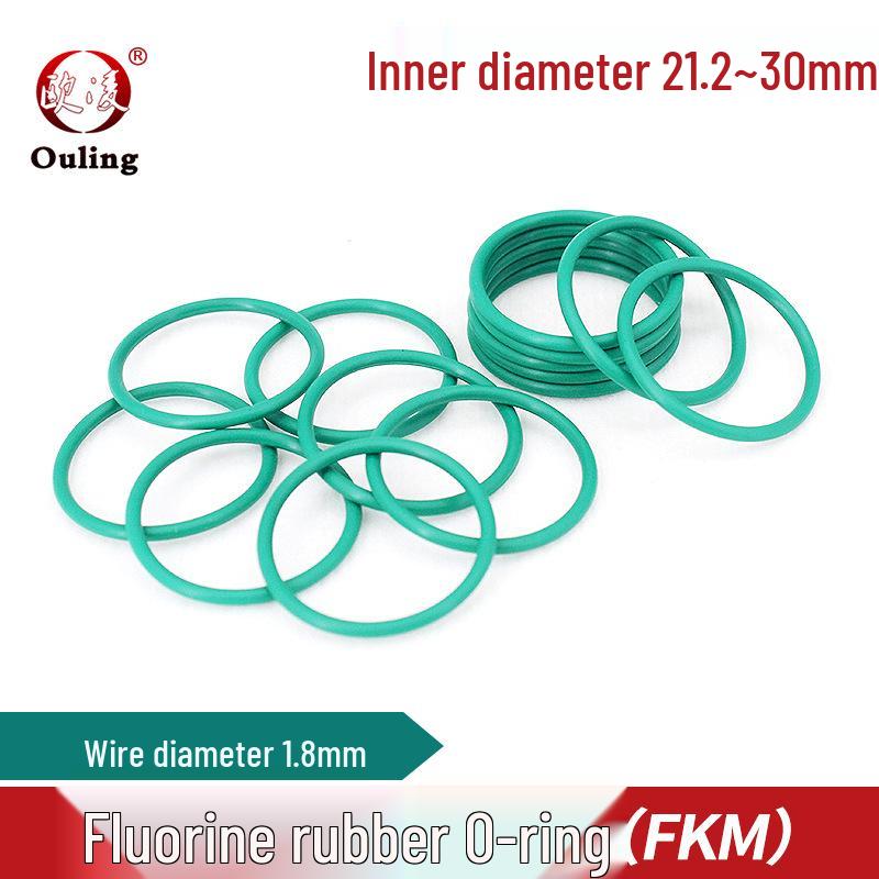 Green Fluororubber O-ring, ID Options: 21.2-30mm, Thickness: 1.8mm ID 21.2*1.8mm (5 pcs) Green Fluororubber O-ring