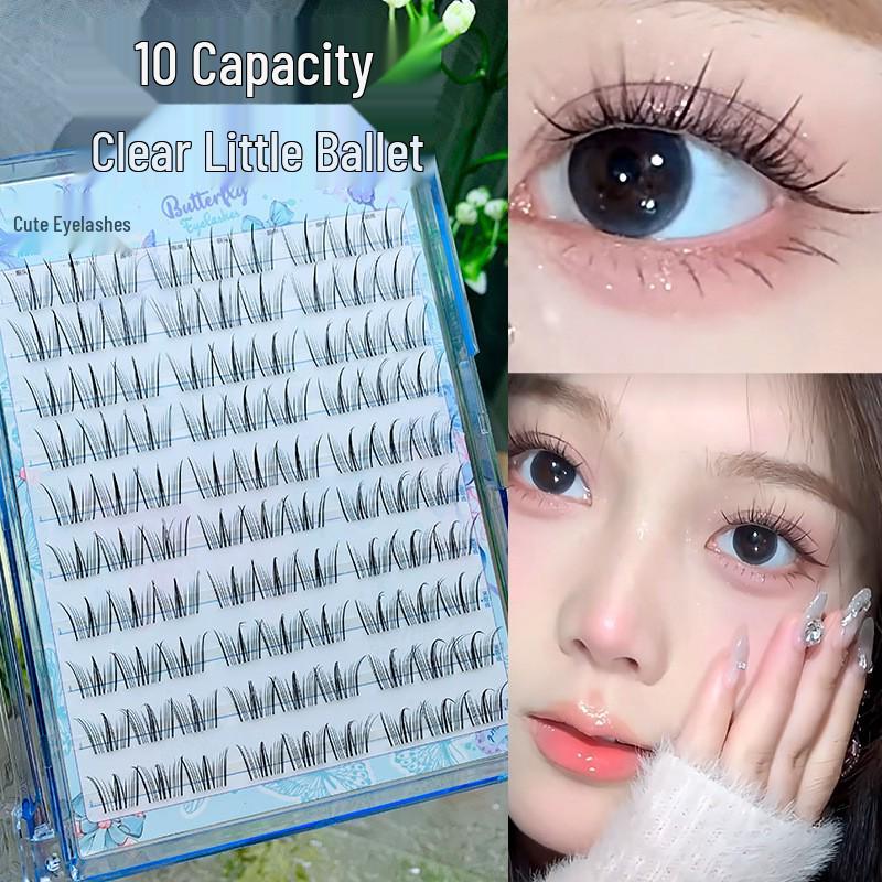 

Прозрачные накладные ресницы высокой вместимости в 10 рядов: Натуральные, Сегментированные Пучки для Начинающих и Фотогеничных Образов