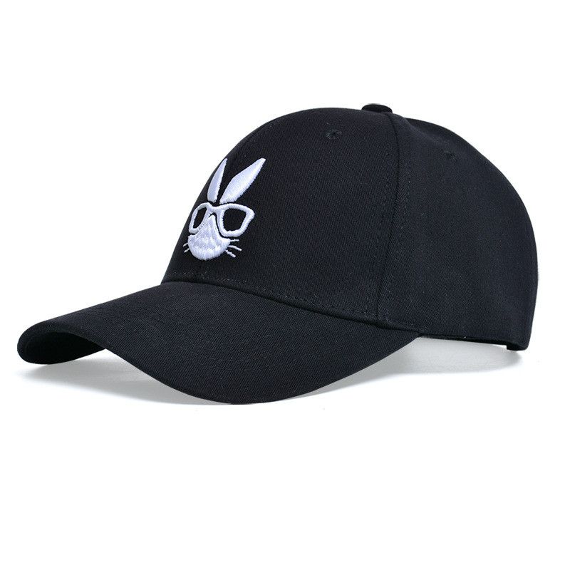 

Summer 8276 K-style Face-Showing Small Hat Outdoor Sports Women s Sun Protection Sun-Poof Peaked Cap Rabbit Embroider Baseball Cap Black