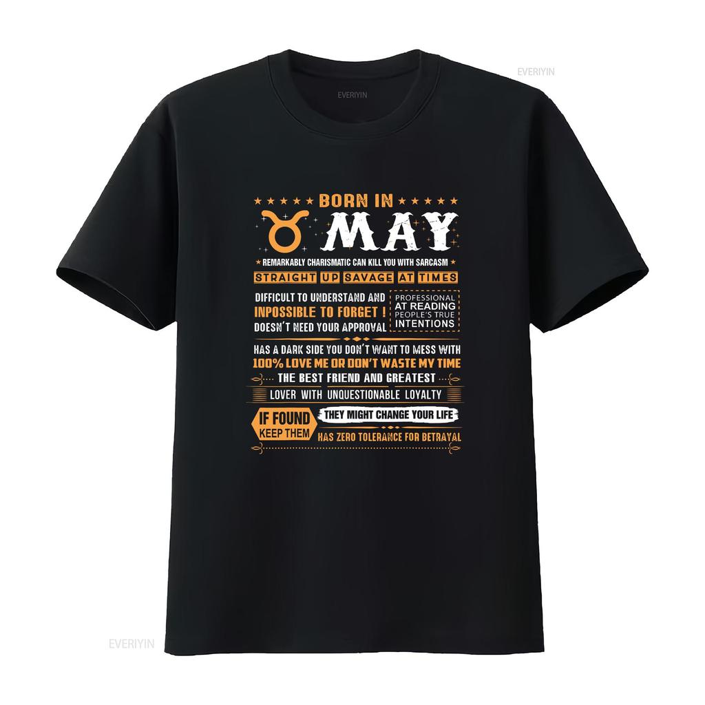 NEW LIMITED May Birthday S Born In Taurus T Shirt Vintage Washed Breathable Casual Graphic Top For Everyday Wear