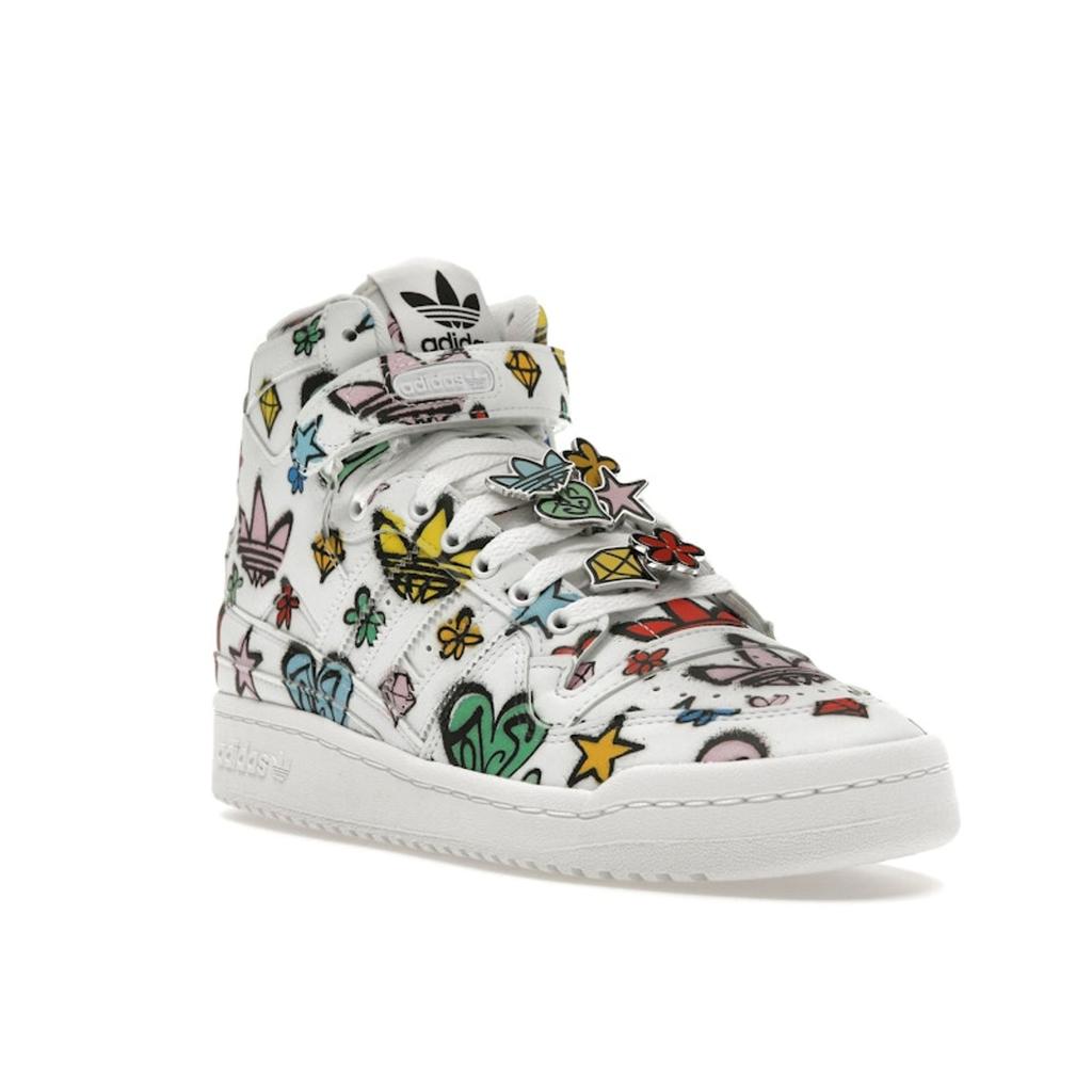Jeremy Scott x adidas Forum 84 High Monogram Unisex Sneaker Weiß Wolkenweiß Core-Schwarz HQ1128