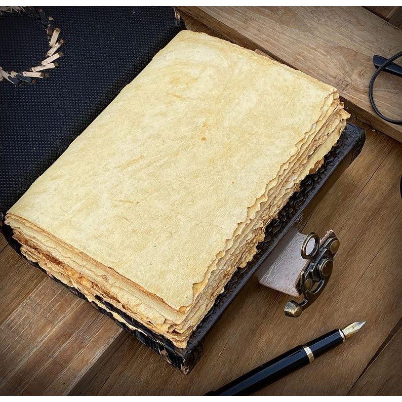 Embossed Leather Book of Shadows: Lapis Lazuli Grimoire Journal