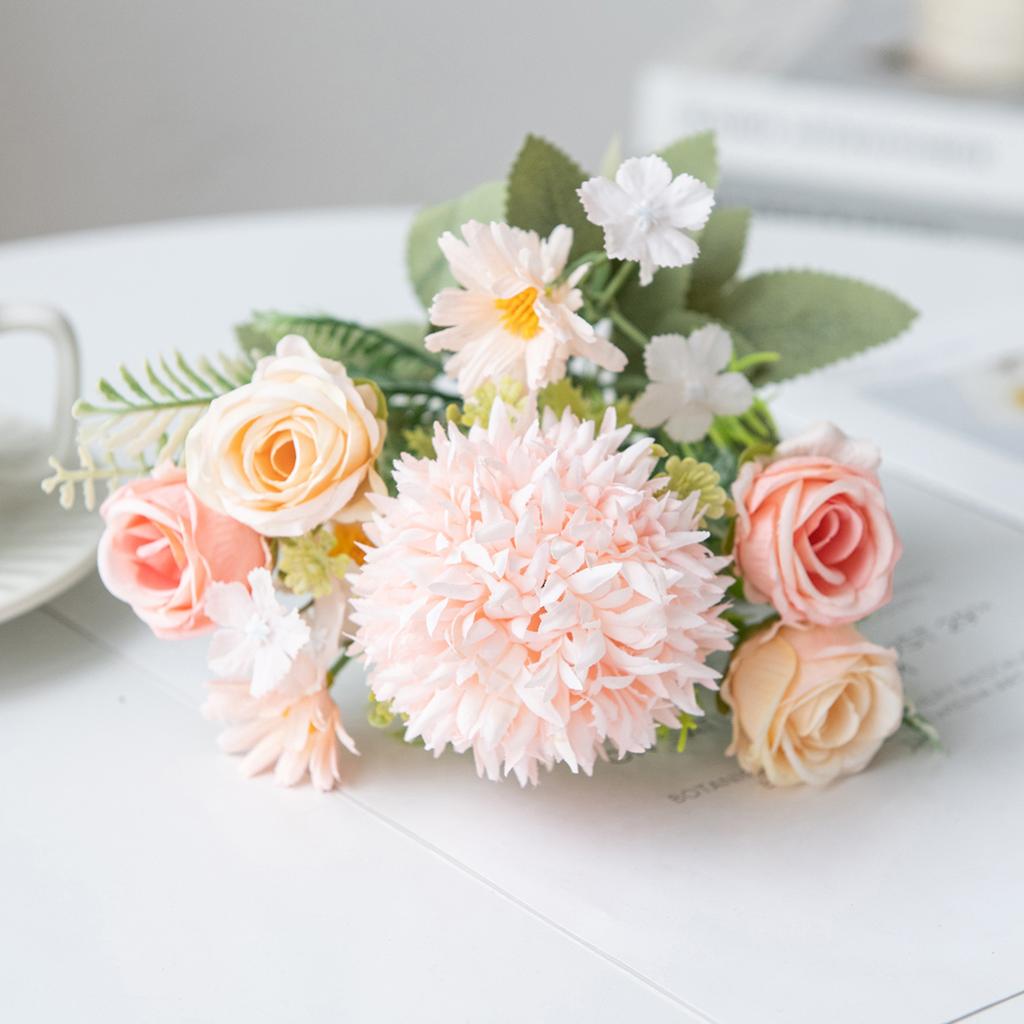 1/3PCS Artificial Flowers Wedding Home Room Decoration Bridal Bouquet Garden Fake Silk Roses Hydrangeas Vase Diy Gift Party Yard