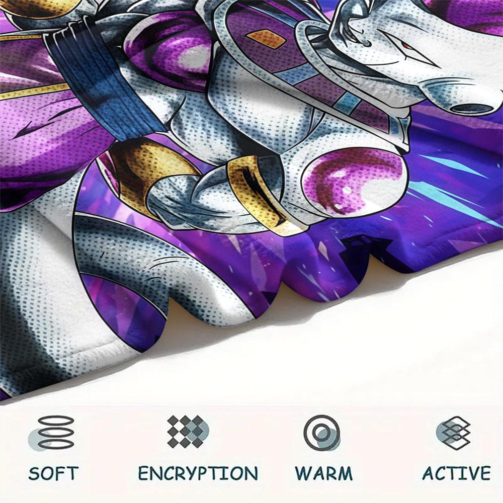 1Pc Dragon Ball Couples Print Flannel Blanket, High quality Comfortable for All Seasons, Home Decor, Warmth and Comfort, Perfect for Christmas Gifts