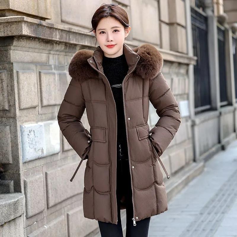

Женская куртка из пухового хлопка Удобная Элегантная Женская Зимняя Парка Пальто Свободный Темперамент Леди Хлопковая Подкладка Верхняя Одежда L кофейный