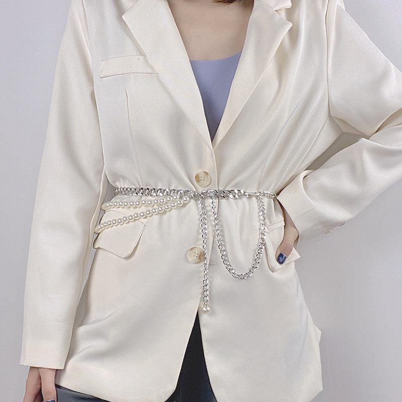 European & American Multi-layer Faux Pearl Retro Waist Chain for Women