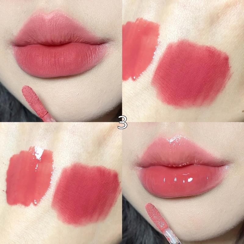 Double End Lip Glaze Full Gloss Mirror And Matte Velvet Long Term Color And Moisture Lip Gloss Anti Stain Cosmetic Lip Glaze 3