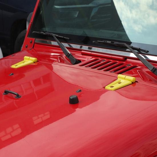 Yellow Engine Hood Hinge Cover Trim Decoration for Jeep Wrangler JK 2007-17 ABS