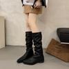 Pile Boots Women's Boots 2025 New Summer and Autumn Retro Boots But Knee High Boots Thin Boots Knight Boots