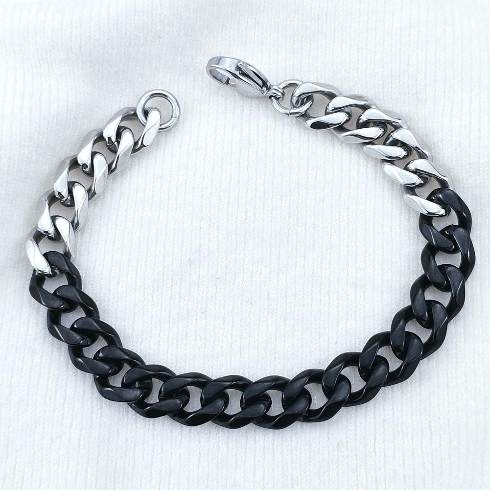 New 316L stainless steel Primary color and black dual Hip hop bracelet anklet