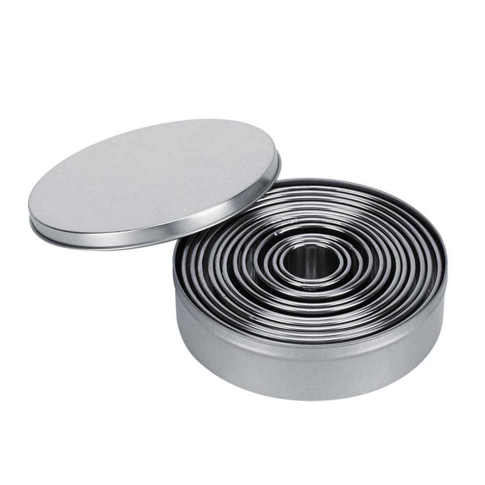 12pcs Stainless Steel Biscuit Cutter Round Shape Donut Cutter Cookie Pastry Dessert DIY Daily Use