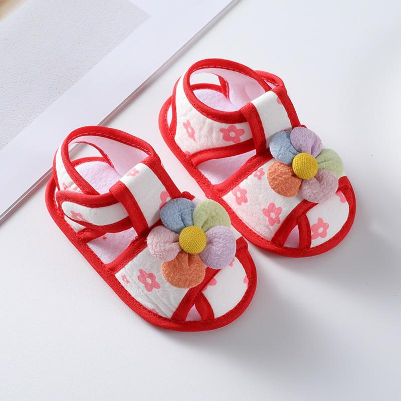 Sommar Nyfödda Flickors Sandaler Första Stegen Enkla och Söta med Hårband