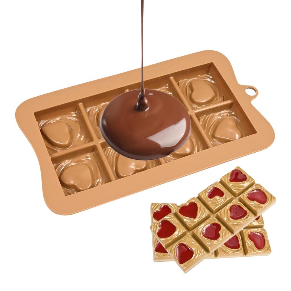 Chocolate Bar Mold Food Grade Silicone Break-Apart Chocolate Candies Molds heart Flipping Cake Mold Cocoa Baking Mold