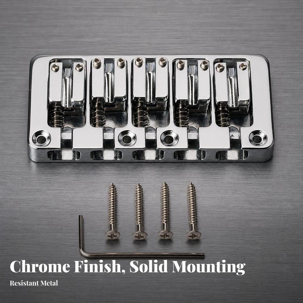 5-String Bass Bridge Easy to Install Guitar with Adjustable Saddles