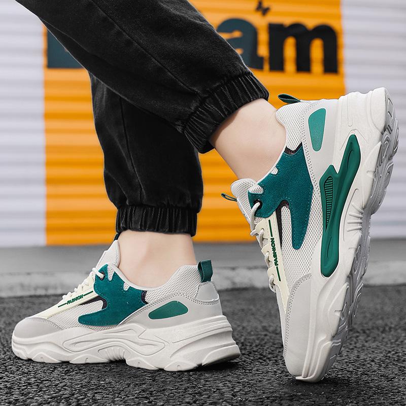 Men's breathable casual sports shoes summer mesh lace up outdoor running shoes soft soles comfort walking shoes male's sneakers