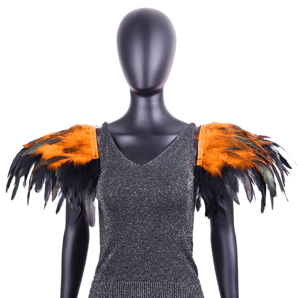 Gothic, Extra Large, Color Blocking, Feather Shoulder Patches, Performance Ball Shawl, Halloween Party Decoration, Role-playing Accessories