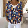 Women's Fashion Long Sleeve Christmas Snowman Snowflake Print Jacket Cardigan