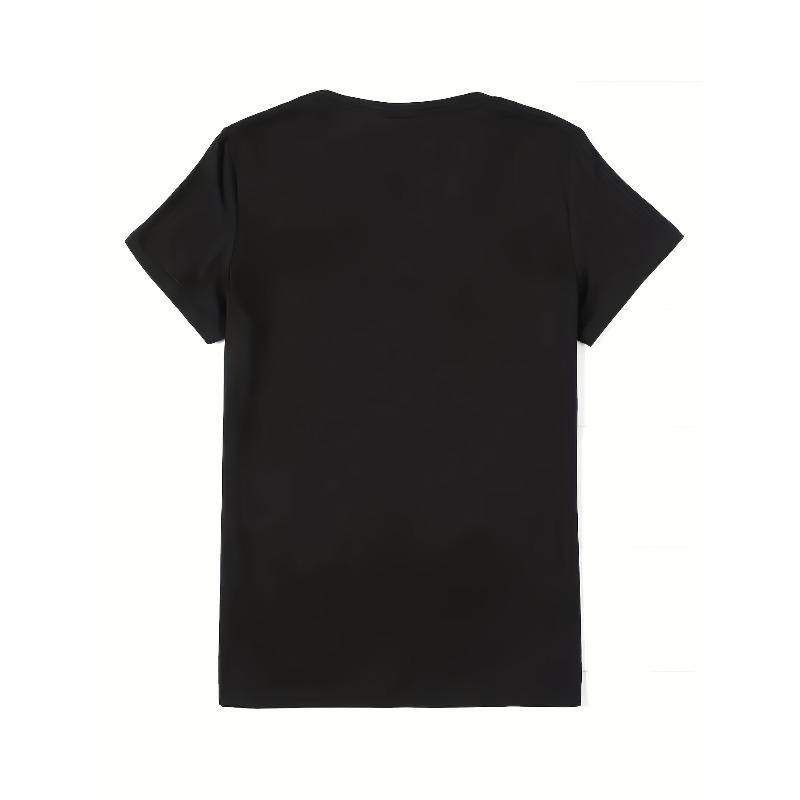 1pc Women's Lemon Juice Workwear Graphic T-Shirt - Black Short-Sleeve Casual Top with Lemon Slice and Cup Design, Crew Neck, Machine Washable
