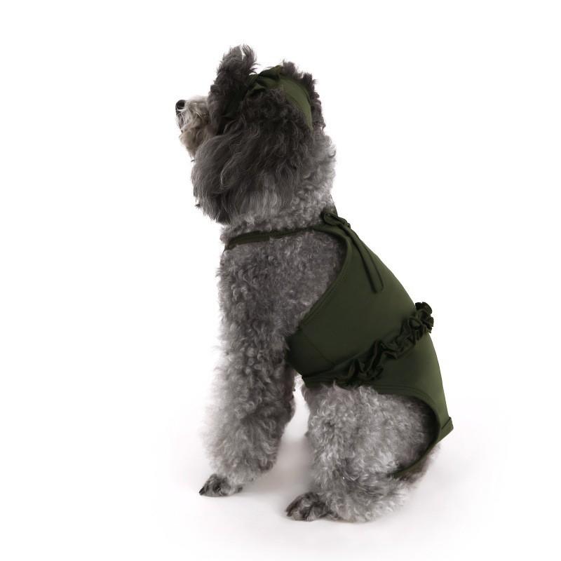 Pet Dog Cat Bikini Swimsuit With Cap Beach Bathing Suit Teddy Small Medium Dogs
