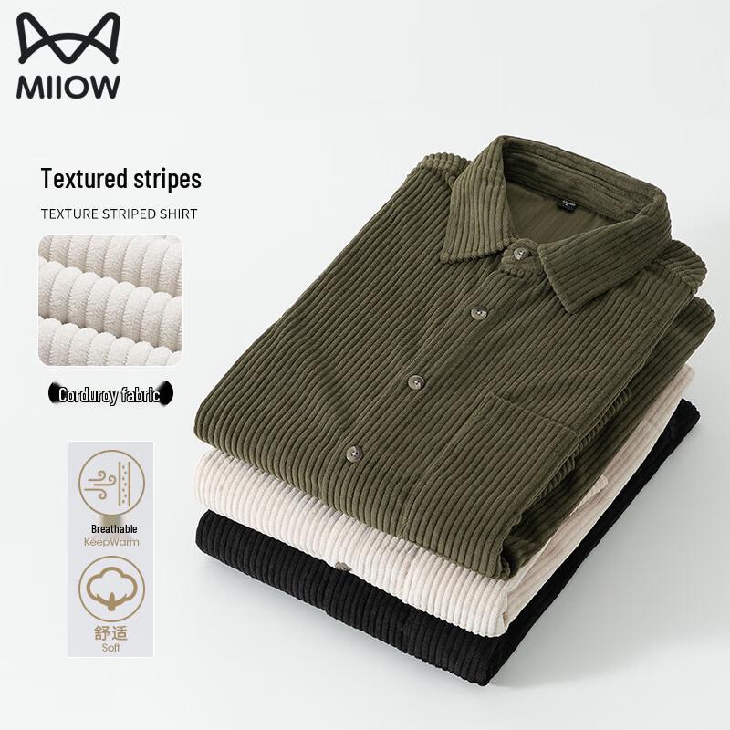 MiiOW Men s Corduroy Long-Sleeve Casual Shirt M