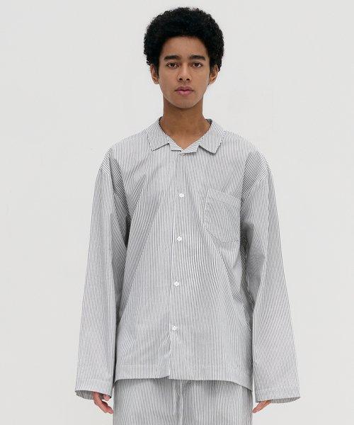 

[Lazyz] Stay Stripe Pajamas Long Sleeve Shirts - Gentle Black [Shipped from Korea] 100% Authentic S