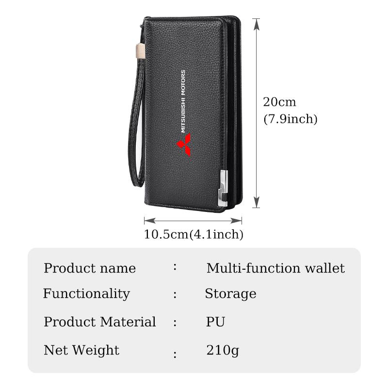 For Mitsubishi Men's Long Wallet Multi-card Slot Card Holder Business Wallet Outlander Lancer L200 ASX Pajero Grandis Eclipse