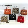 24 European and American Retro Horse Head Platinum Bag Leather Women's Bag Crossbody Bag Versatile Top Layer Bag Cowhide Bag 2024 Handheld