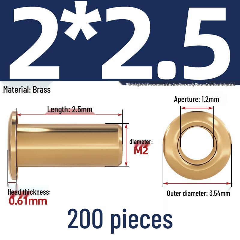 Pure Brass Hollow Rivets & Copper Eyelets Fasteners M1.3–M5