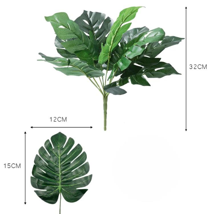 Artificial Plants Monstera Leaf Green Palm Leaves Long Branch Tropical Greenplant Garden Living Room Bedroom Balcony Decoration