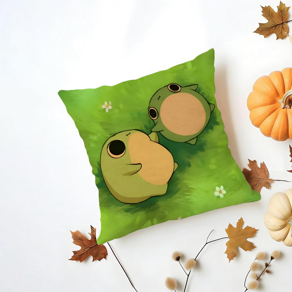 FFrog Aesthetic Cushion Cover Washable Linen Pillowcase Soft  for Daily Sofa Bed Home Room Decor