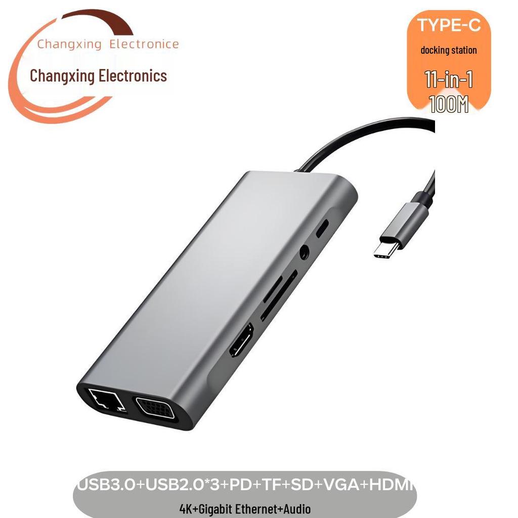 8-in-1 Type-C Hub: Multifunctional Card Reader & USB Network Expansion Dock