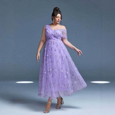 New Style European and American Foreign Trade Sexy Evening Dress for Parties and Performances Plus Size Dress Birthday Gown