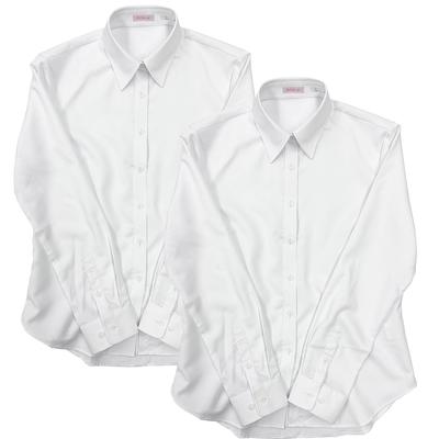 Weißes Langarmkleid Stretch Bürouniform Uni Weiß von HORIZON-GC Damenhemd, Bügelfreie Bluse, (Größe M, [Set 2])