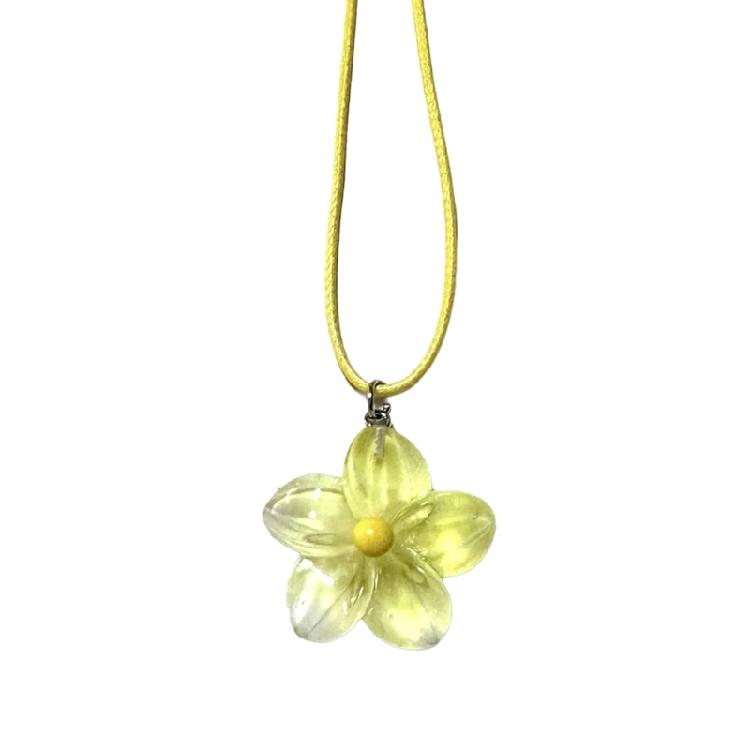 

Luminescent Flower Charm Necklace Color Transitional Effect Clear Polymer Jewelry Gift жёлтый