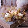 Candle Cup Holder Wreath Stable Artificial Eucalyptus Wreath Pumpkin Candle Holder Wreath Autumn For Living Room Coffee Table