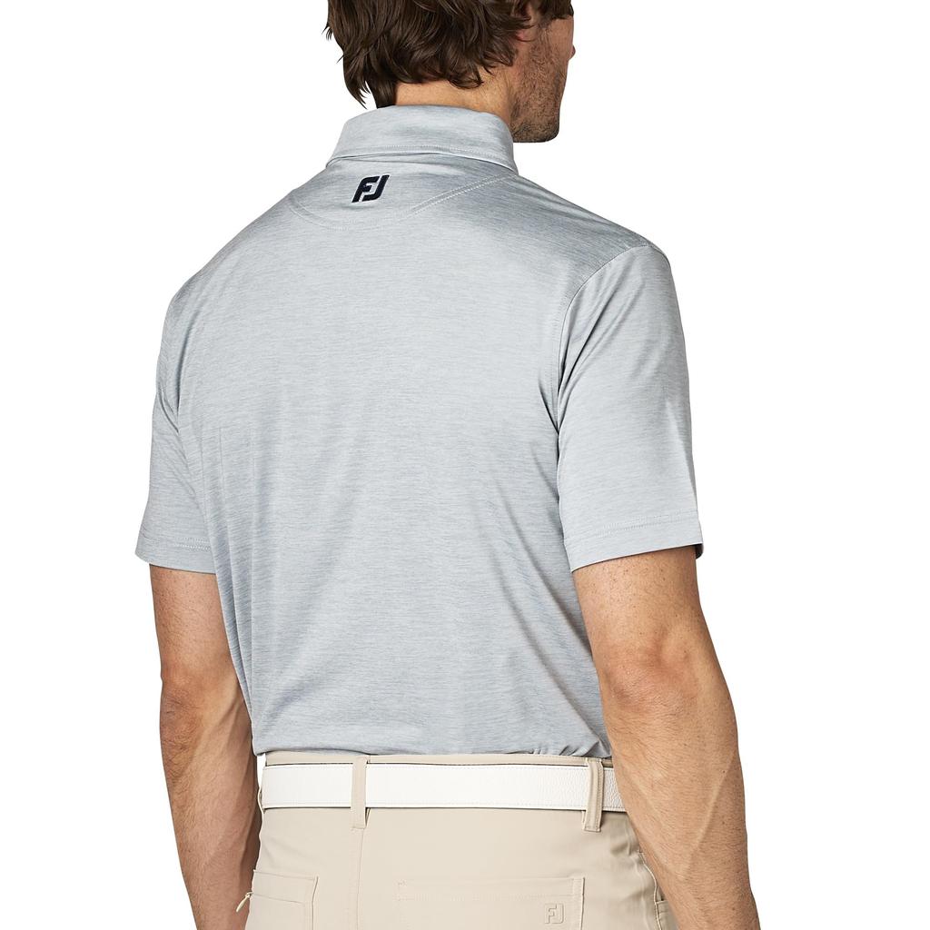 FootJoy Men's Heather Print Short Sleeve Button-Down Golf Shirt, Gray, Size L (FJ-S25-S17, 34540-L)