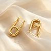Minimalist Gold Color U-Shape Earrings for Women, Stainless Steel Irregular Geometric Hoop Earrings, Party Fashion Chic Jewelry