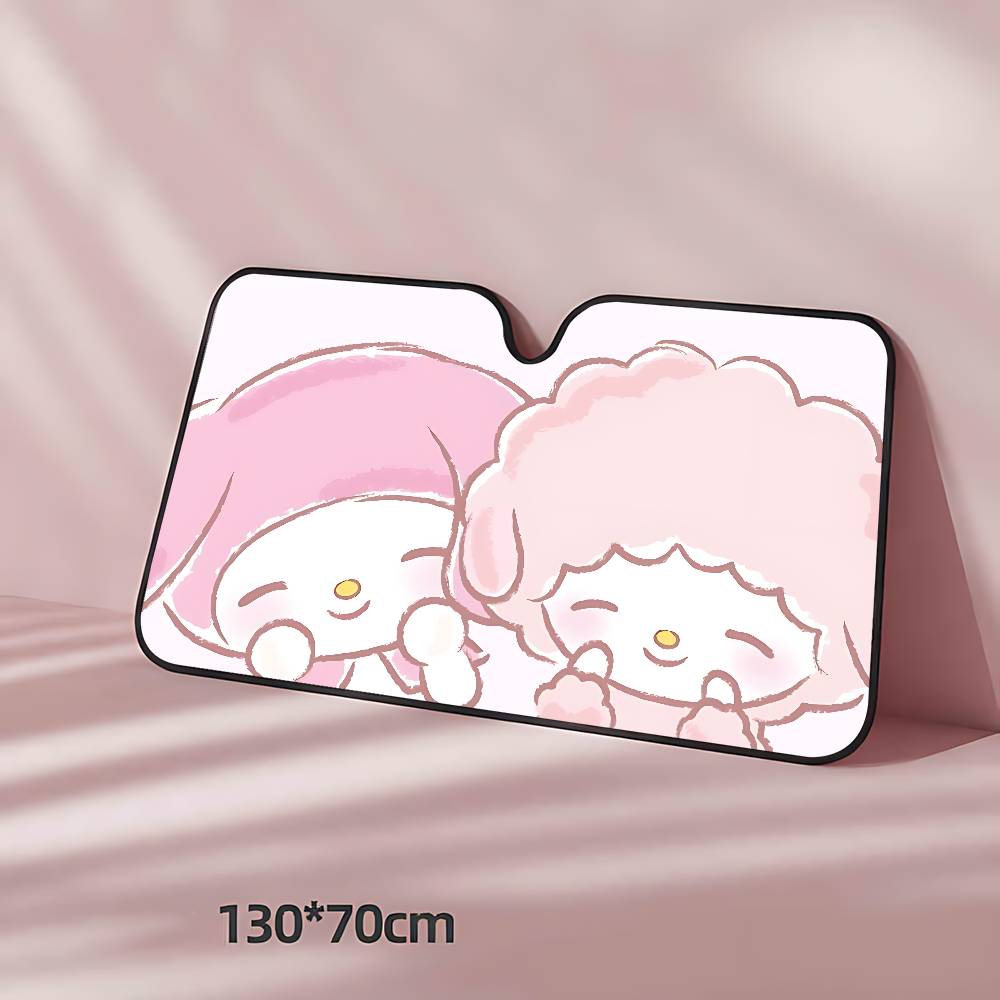 M-My Melody Car SunShade Windscreen Front Window Visor 70x130cm Sun Visor Solar Protect Plaid Gift Novelty Car
