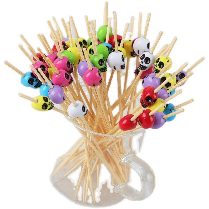 Halloweenowe Dekoracyjne Dyniowe Główki - Wykałaczki Koktajlowe - Jednorazowe Patyczki Owocowe i Kwiatowe do KTV i Festiwali