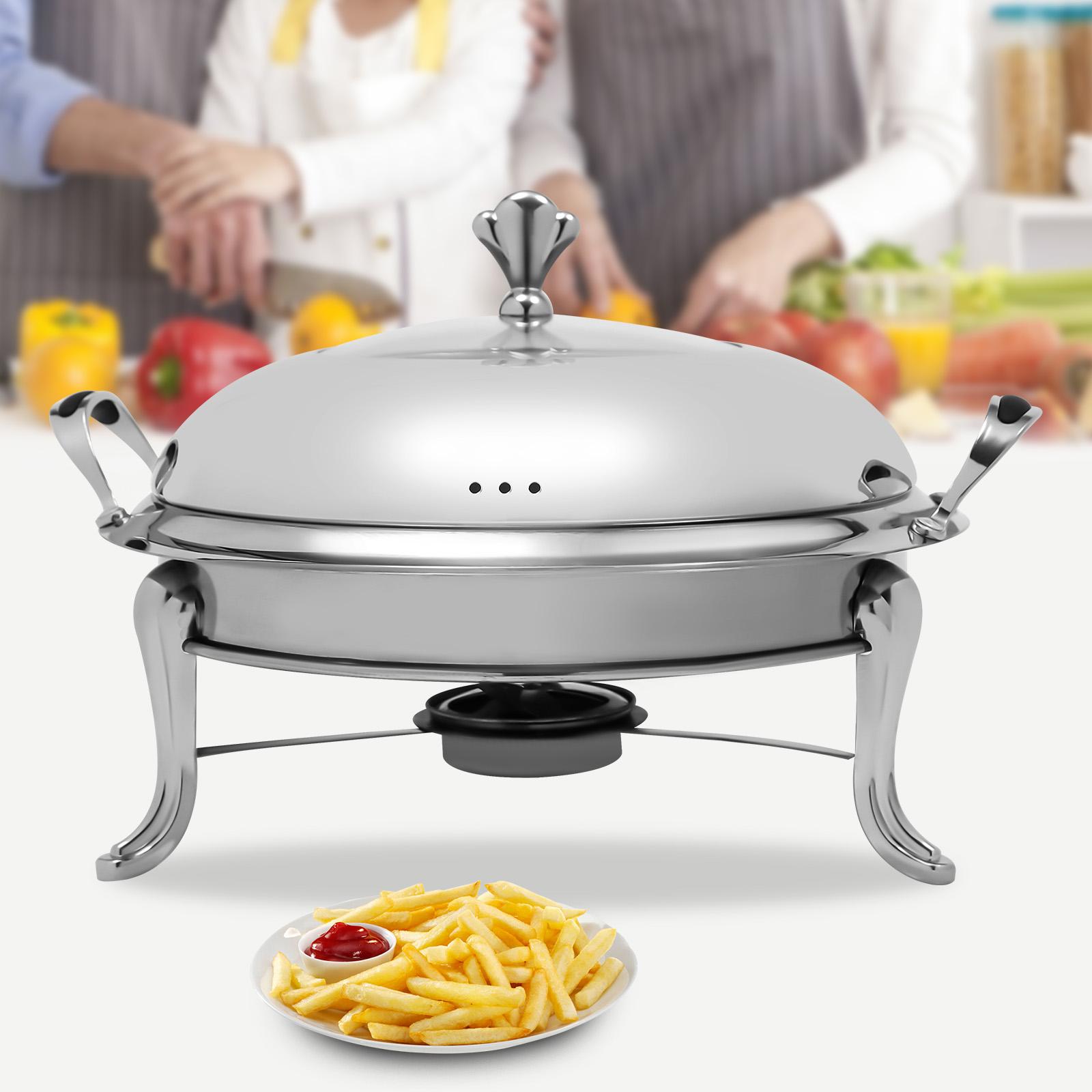 Круглая мармитница - Стальная мармитница для фуршета объемом 2,5 л - Включает держатель для горючего для кейтеринга и подогревателей для фуршетов