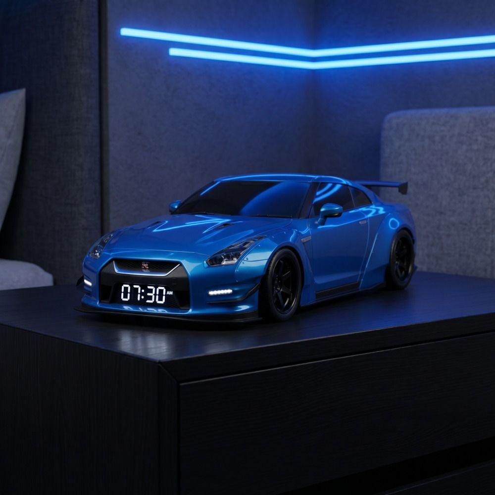 Kreatives Design Sportwagen Uhr Stilvolles Design Digitales Display Uhr Heimdekoration