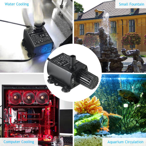 Galapara DC 5V 4.8W USB Port Submersible Pump Discharge Volume 300L/H Maximum Head 3M Heat Resistance 100°C