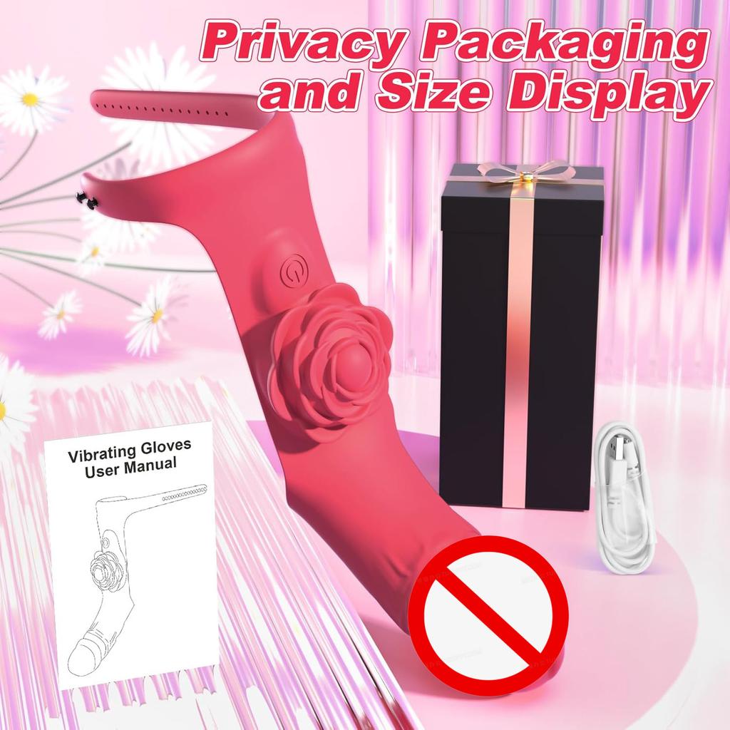 Finger Vibrator Adult Sex Toys for Women G Spot Vibrator Clitoral Stimulator Rose Toy with 9 Powerful Vibration Modes Adjustable Nipple Massager
