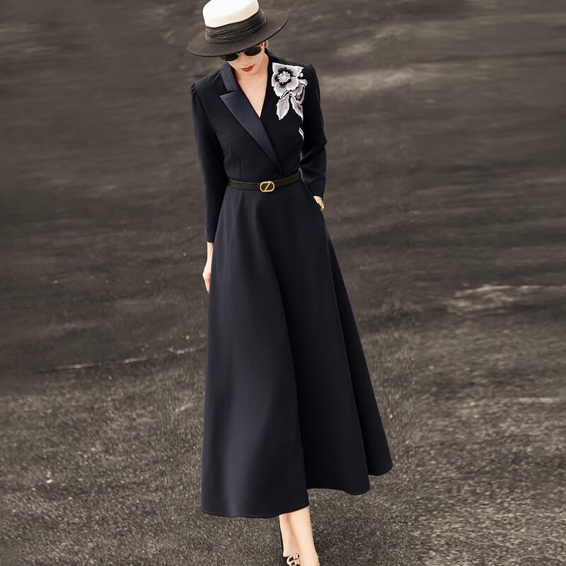 Elegant Embroidered A-Line Blazer Dress