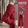 Women's American Retro High-Waist Two-Wear Wide-Leg Cargo Pants