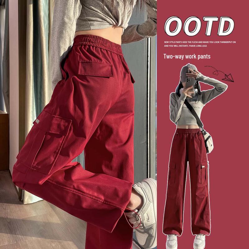 Women's American Retro High-Waist Two-Wear Wide-Leg Cargo Pants