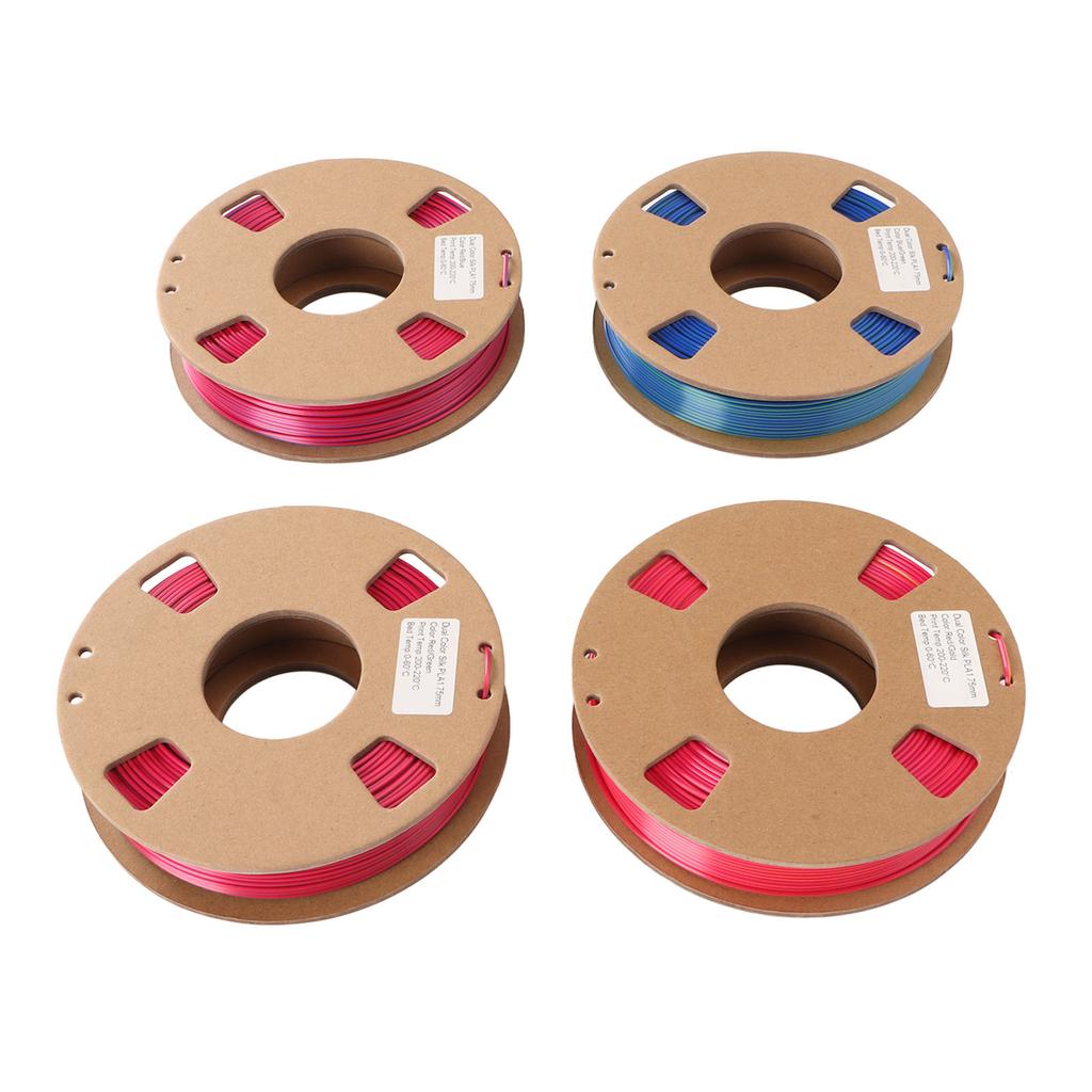 4 Rolls Silk Dual Color Filament PLA Filament 1.75mm Red Gold Red Green Red Blue Blue Green 3D
