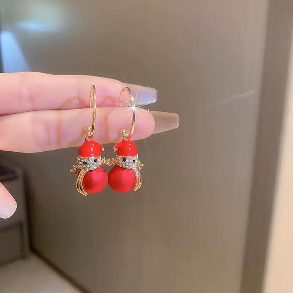 European & American S925 Silver Christmas Asymmetrical Earrings - Cute & Sweet Holiday Gift for Women