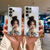 Cute Cartoon Girl Silver Phone Case For Samsung A30s A31 A32 A34 A36 A37 A50 A51 A52 A53 A54 A55 A56 A57 A71 A72 A73 Glass Cover